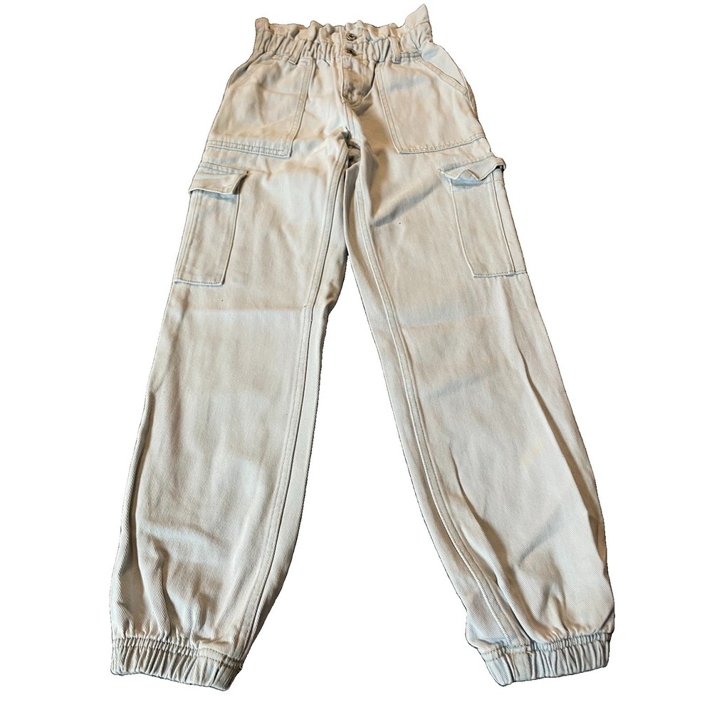 Y2K Pacsun Paperbag Mom Jeans Sz S Blue Denim Light Washed Tapered Leg Modern